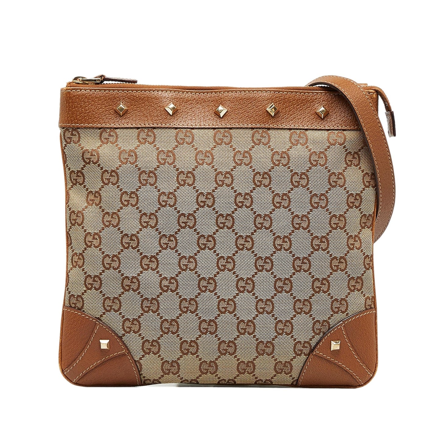 Gucci GG Nailhead SHG-Mehcnj Canvas Brown Crossbody Bag