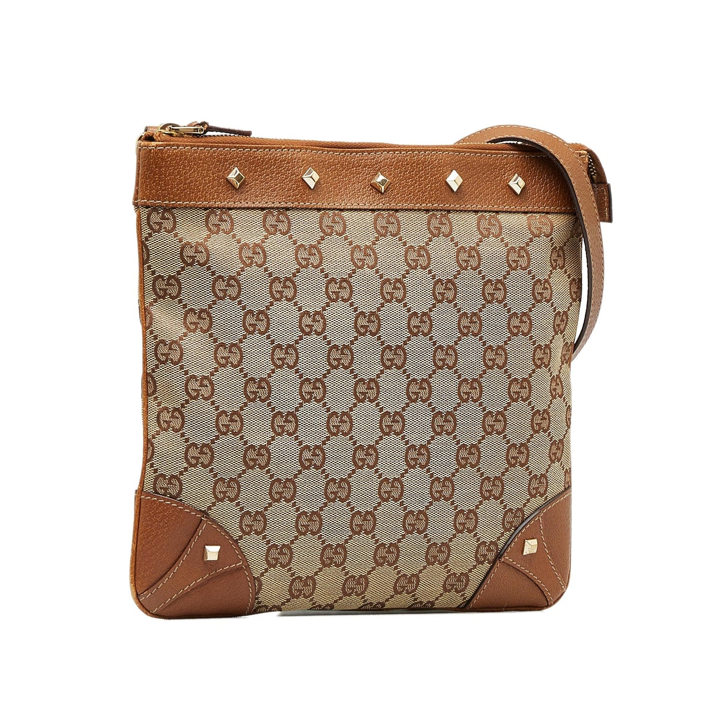 Gucci GG Nailhead SHG-Mehcnj Canvas Brown Crossbody Bag