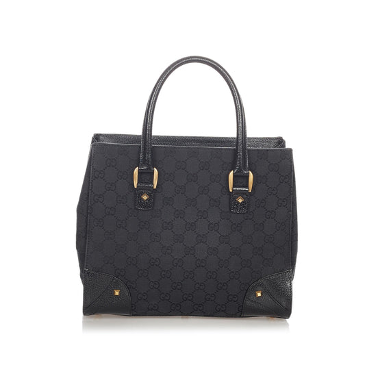 Gucci GG Nailhead SHG Canvas Black Satchel Bag