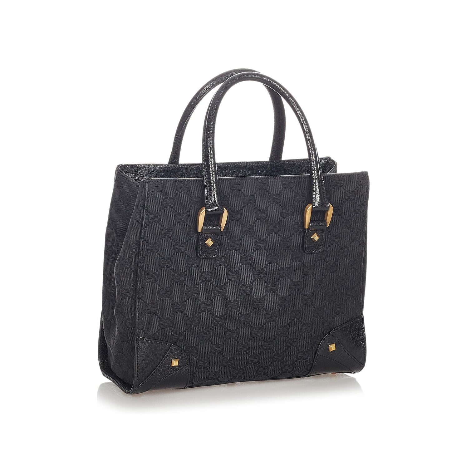 Gucci GG Nailhead SHG Canvas Black Satchel Bag