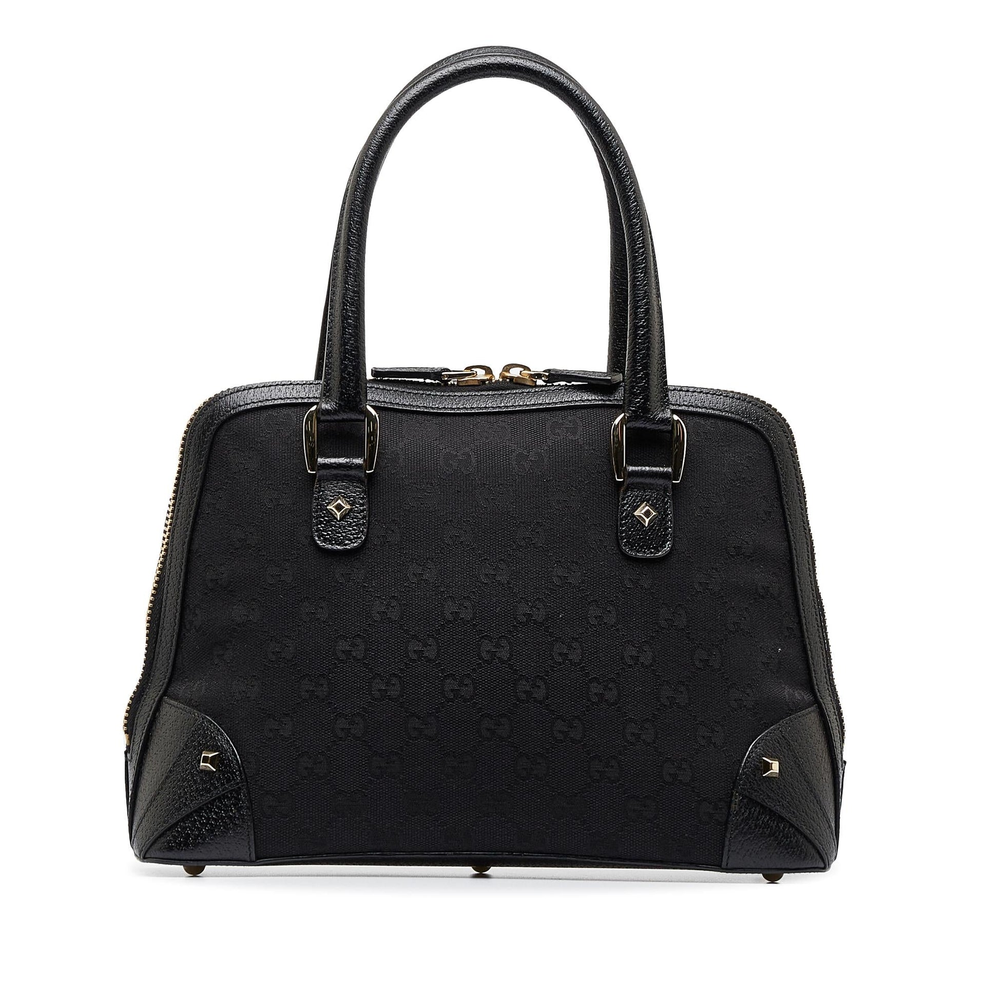 Gucci GG Nailhead SHG-xaJXjw Canvas Black Satchel Bag