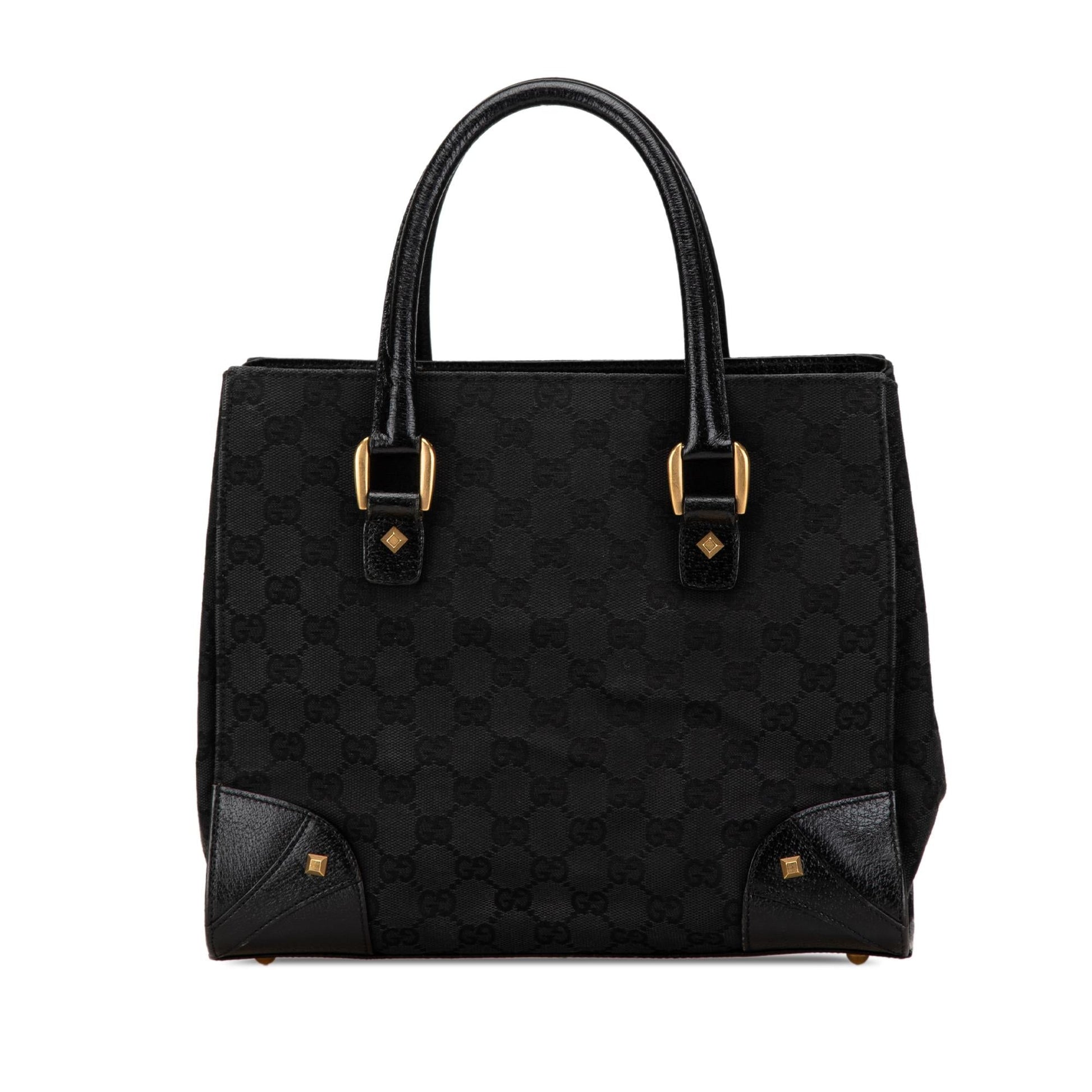 Gucci GG Nailhead SHG-G7fCTF Canvas Calf Black Satchel Bag