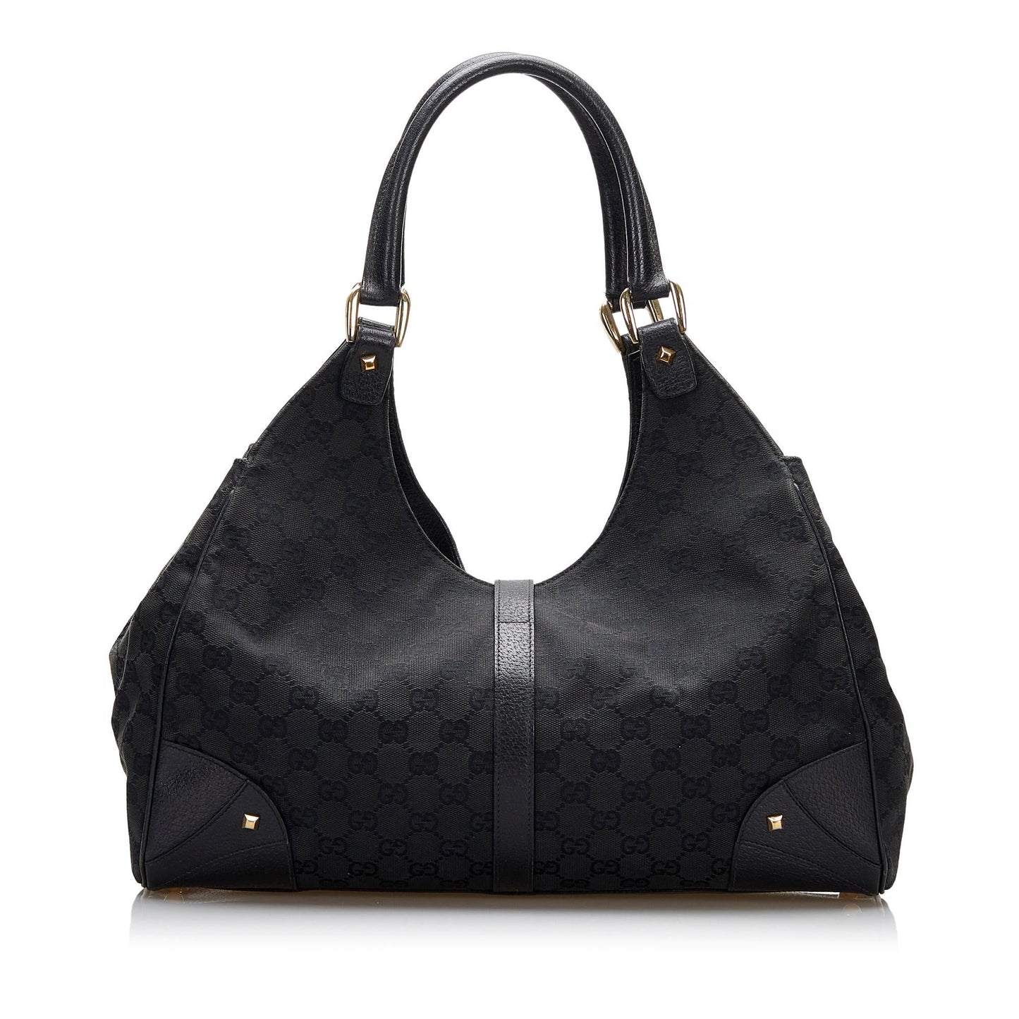 Gucci GG Nailhead Jackie SHG-YZOZQj Canvas Black Shoulder Bag