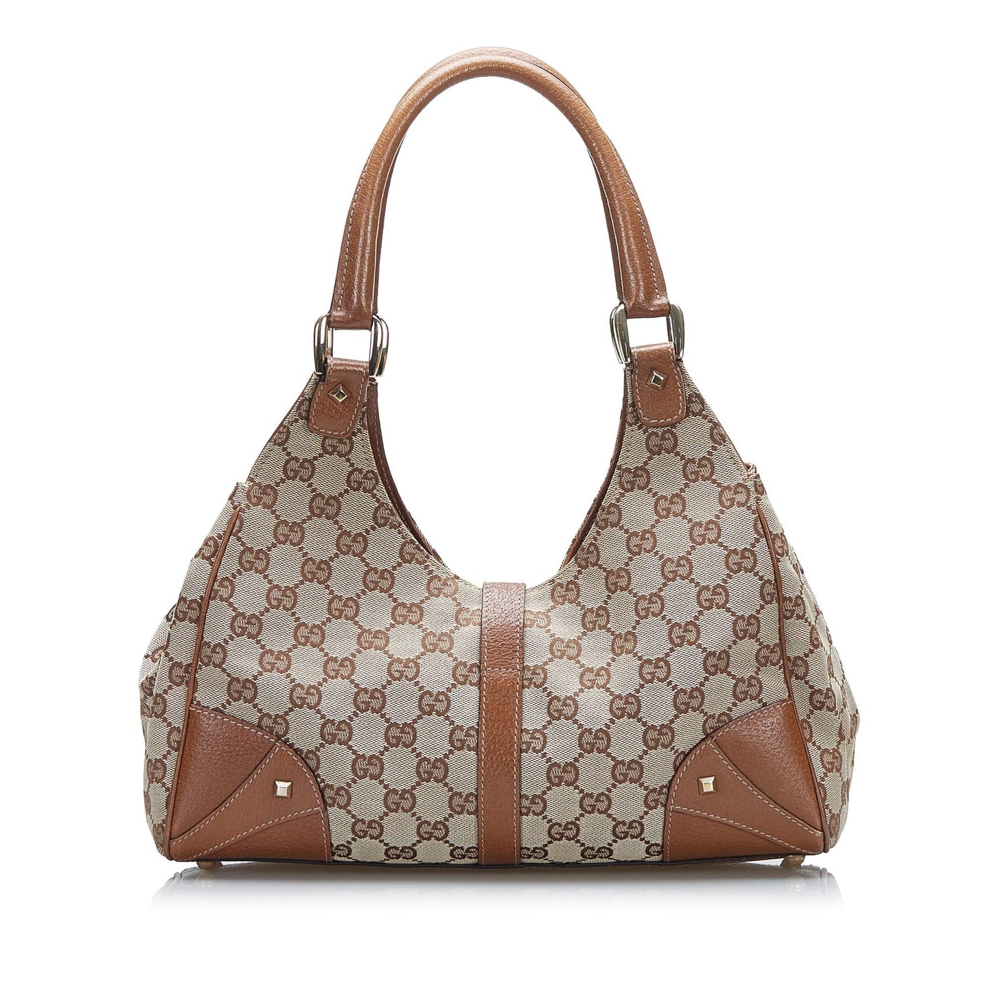 Gucci GG Nailhead Jackie SHG-MytTQB Canvas Calf Brown Satchel Bag