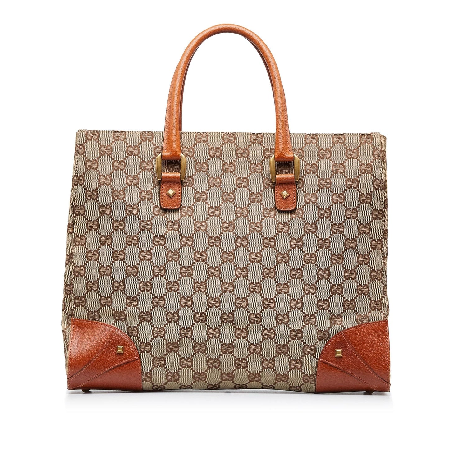 Gucci GG Nailhead SHG-WscBwZ Canvas Brown Tote Bag