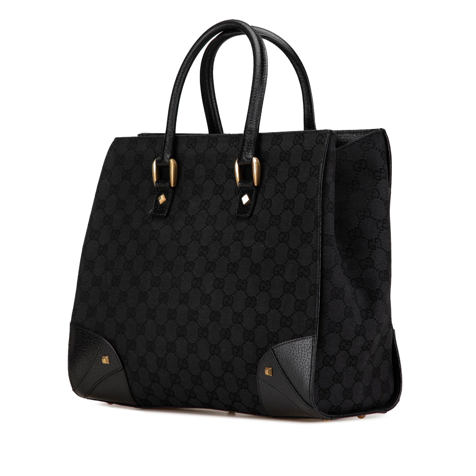 Gucci GG Nailhead SHG-AtfFVp Canvas Calf Black Tote Bag