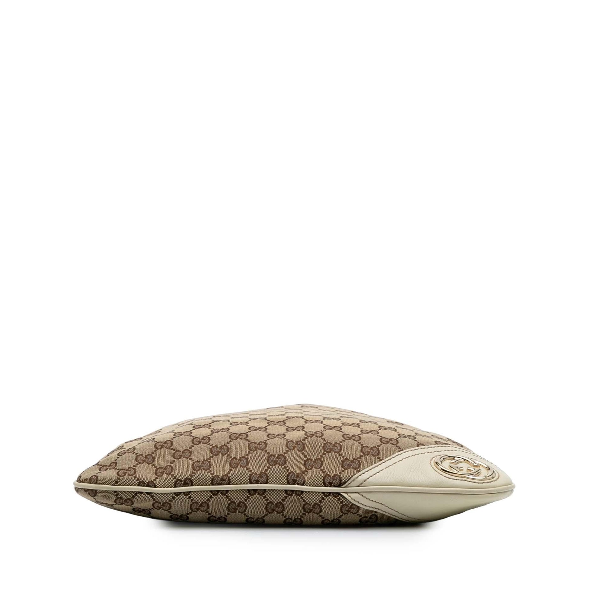 Gucci GG New Britt Canvas Calf White Brown Shoulder Bag