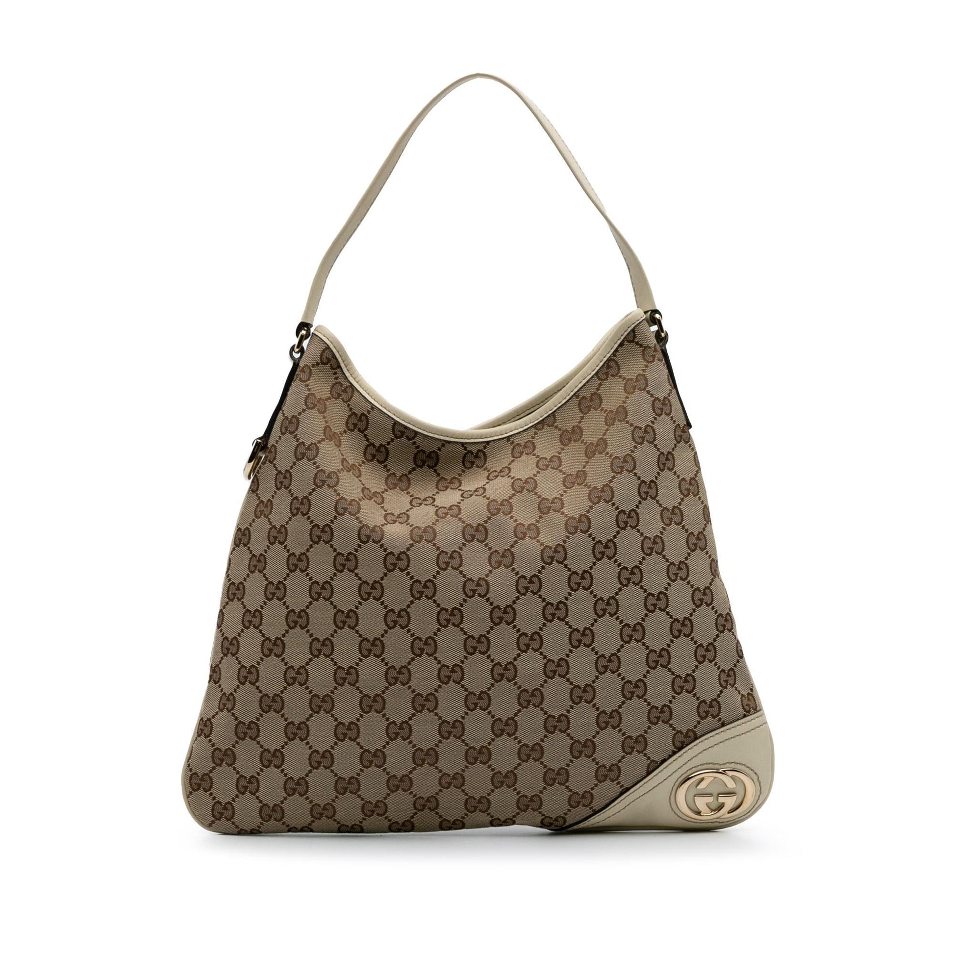 Gucci GG New Britt Canvas Calf Brown Shoulder Bag