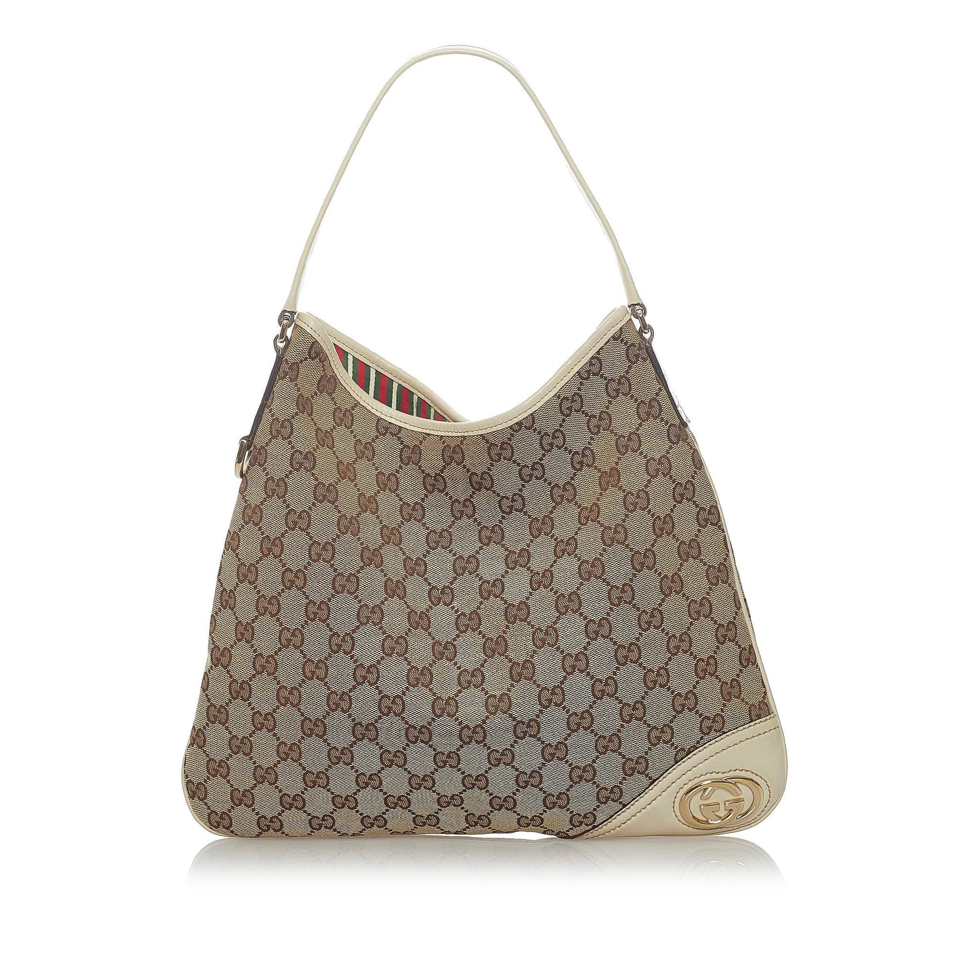 Gucci GG New Britt SHG Canvas White Brown Shoulder Bag