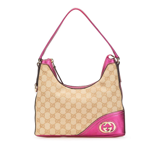 Gucci GG New Britt Canvas Brown Pink Shoulder Bag