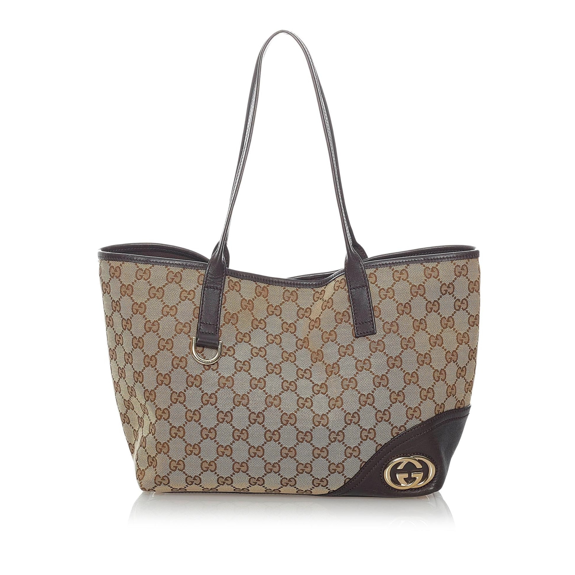 Gucci GG New Britt SHG Canvas Brown Tote Bag Bag Shg