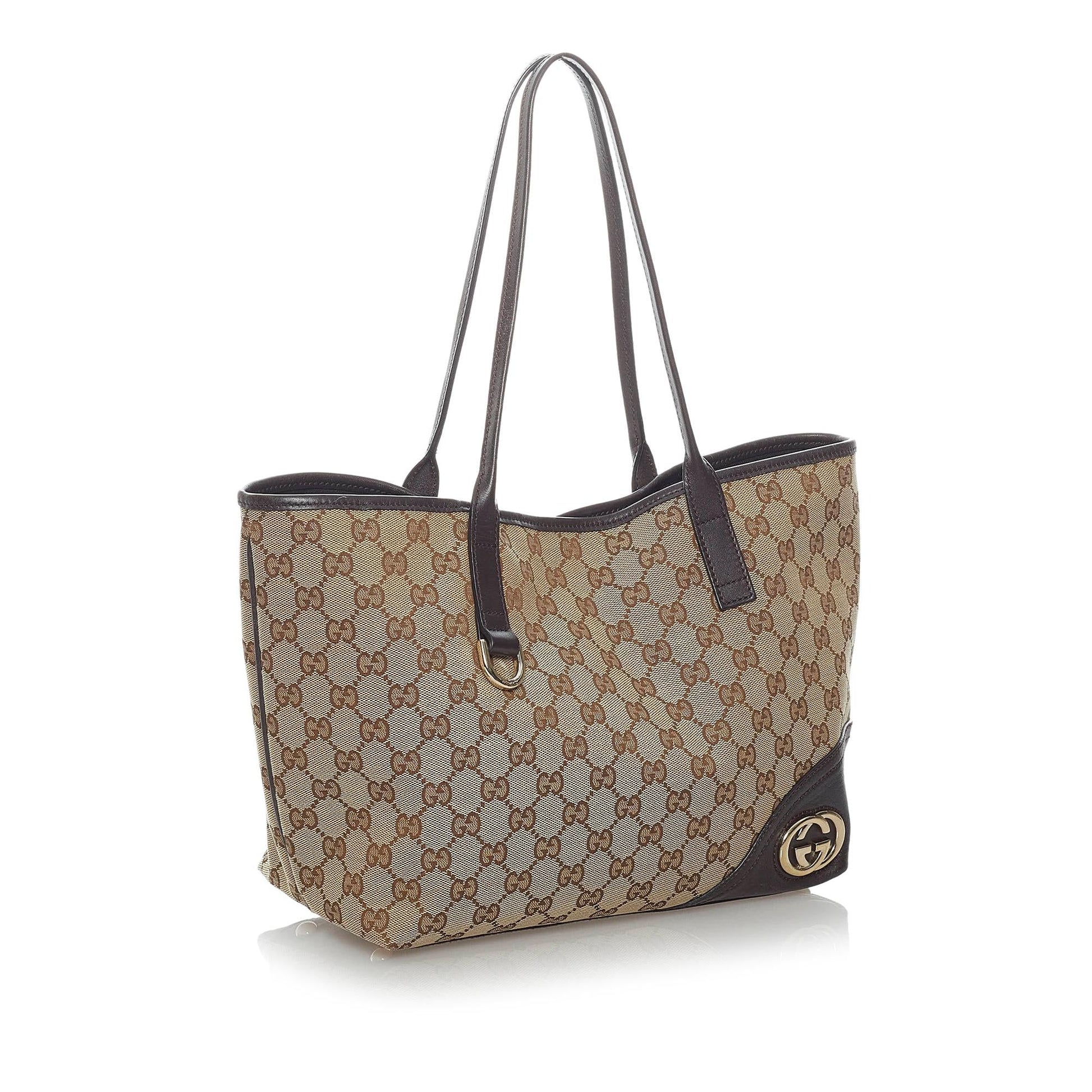 Gucci GG New Britt SHG Canvas Brown Tote Bag Bag Shg