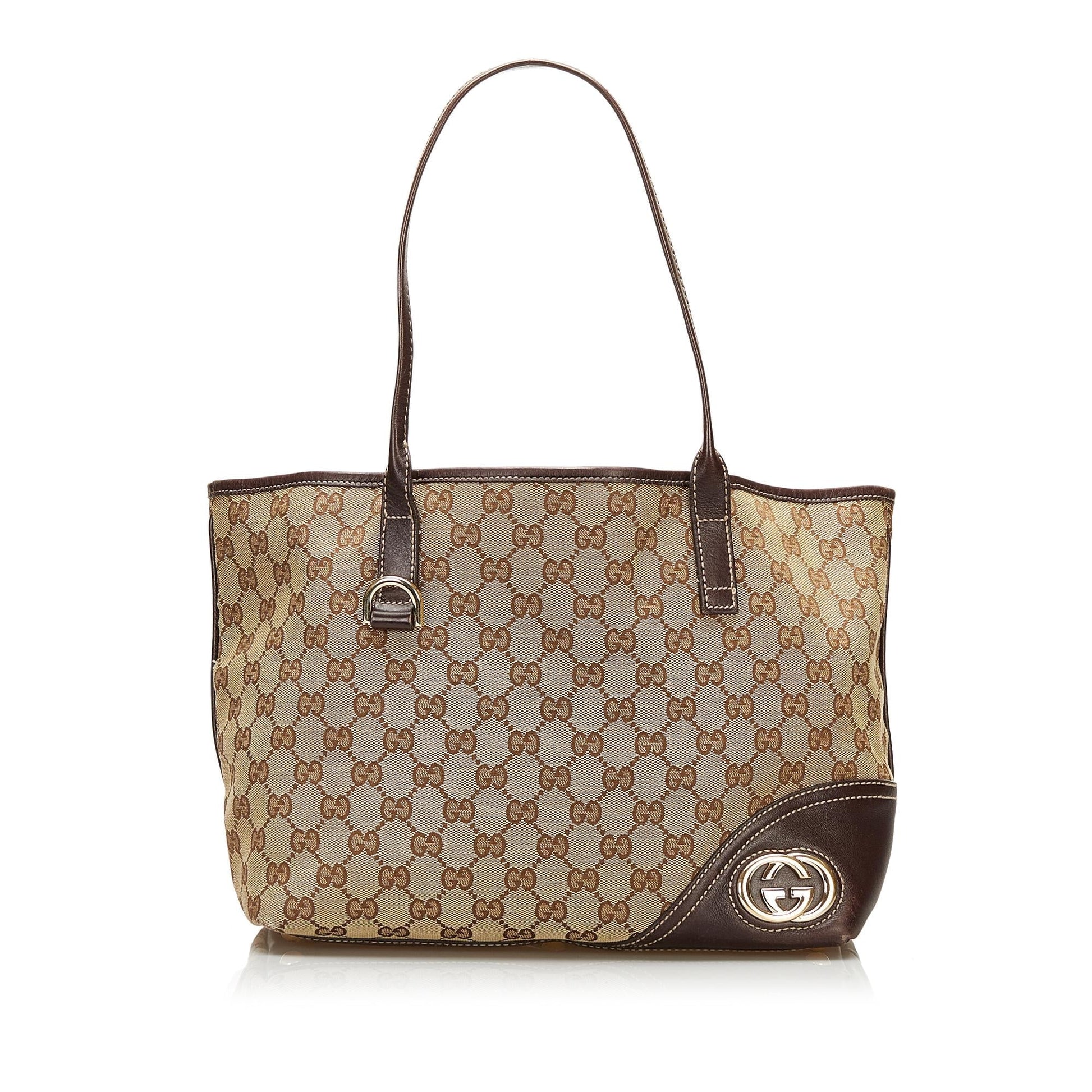 Gucci GG New Britt SHG Canvas Brown Tote Bag