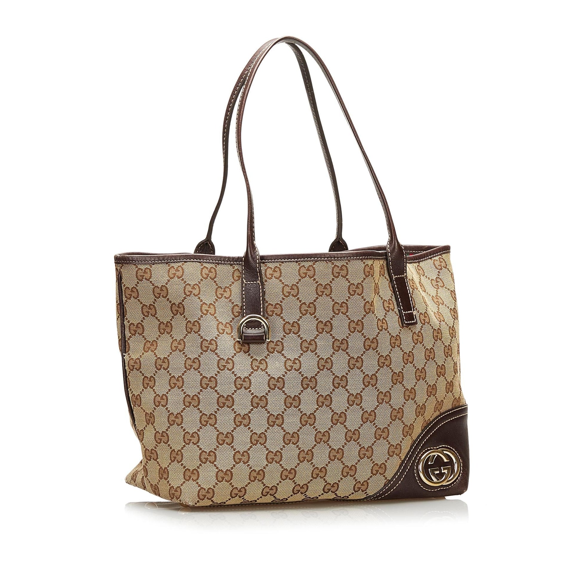 Gucci GG New Britt SHG Canvas Brown Tote Bag