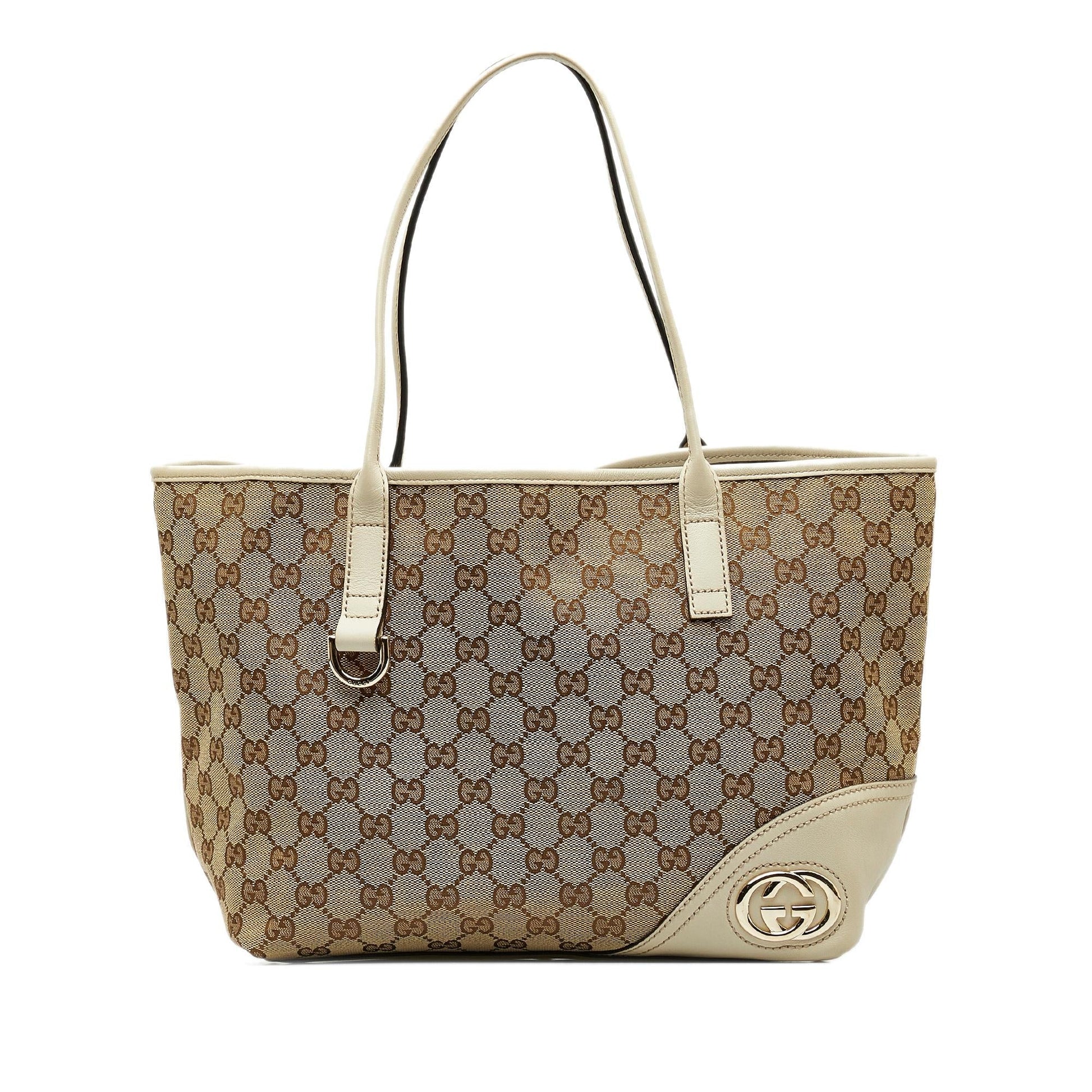 Gucci GG New Britt SHG-C4oQ72 Canvas Brown Tote Bag