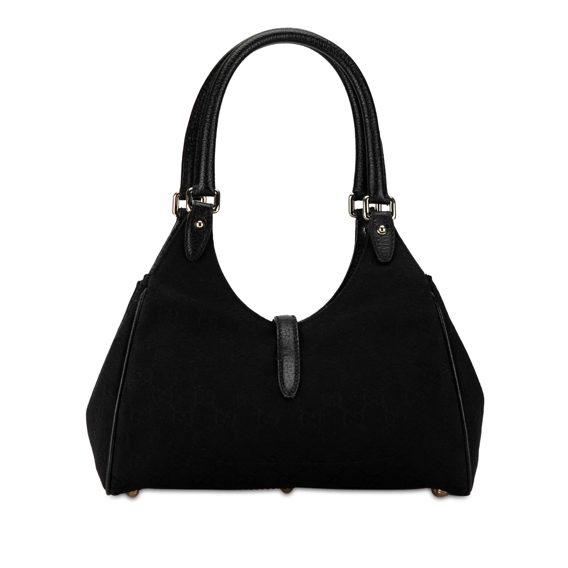 Gucci GG New Jackie SHG-jp7WDZ Canvas Calf Black Satchel Bag