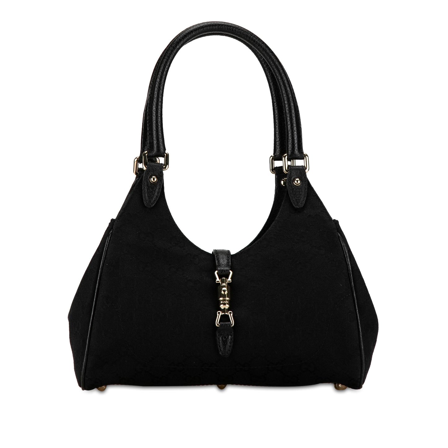 Gucci GG New Jackie SHG-jp7WDZ Canvas Calf Black Satchel Bag