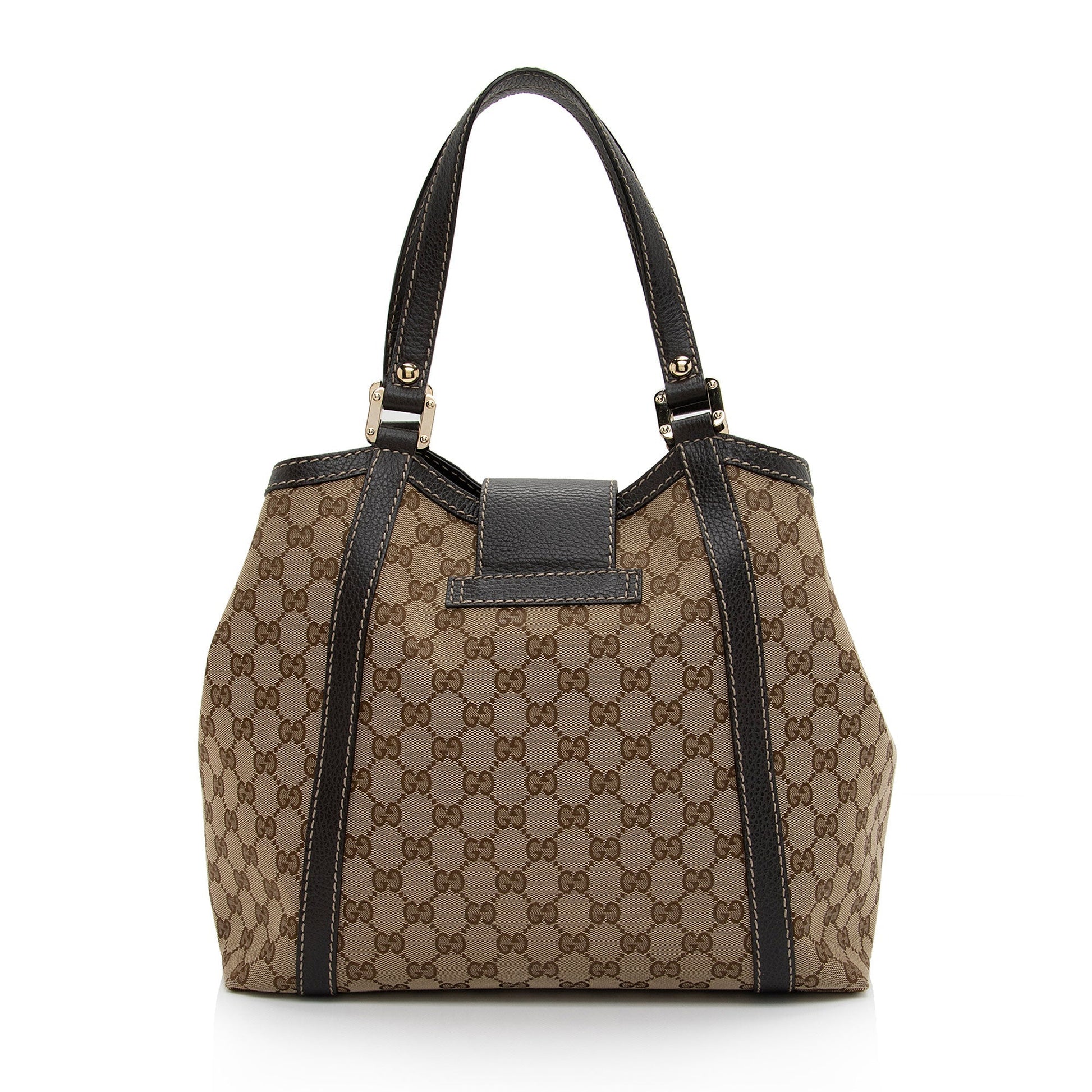 Gucci GG New Ladies SHF-XsTwnH Leather Canvas Brown Beige Tote Bag