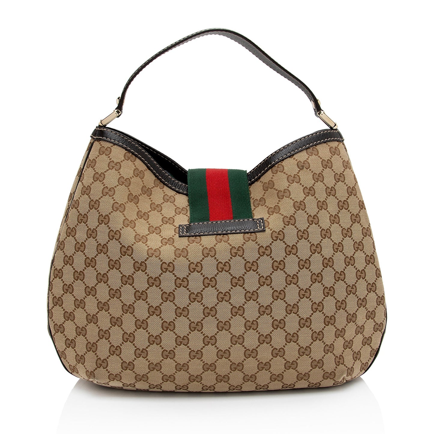Gucci GG New Ladies Web SHF-AhPj8g Leather Canvas Nylon Brown Shoulder Bag