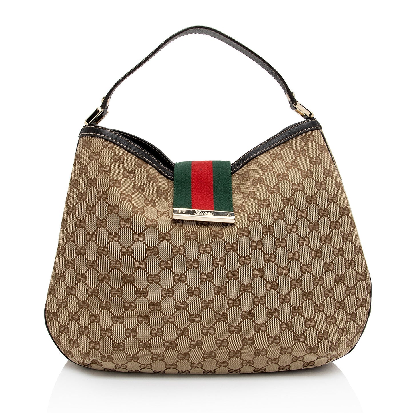 Gucci GG New Ladies Web SHF-AhPj8g Leather Canvas Nylon Brown Shoulder Bag
