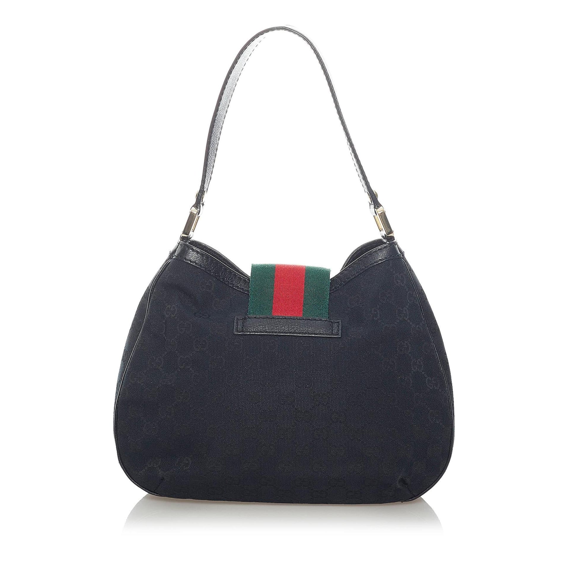 Gucci GG New Ladies Web SHG Canvas Black Shoulder Bag