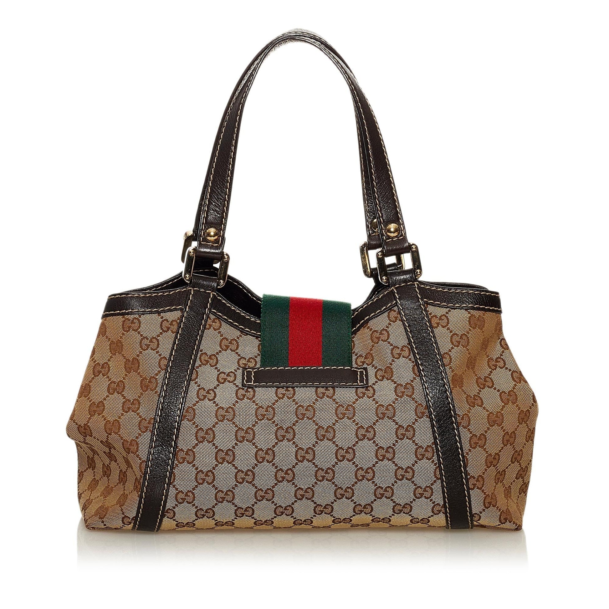 Gucci GG New Ladies Web SHG Canvas Brown Tote Bag