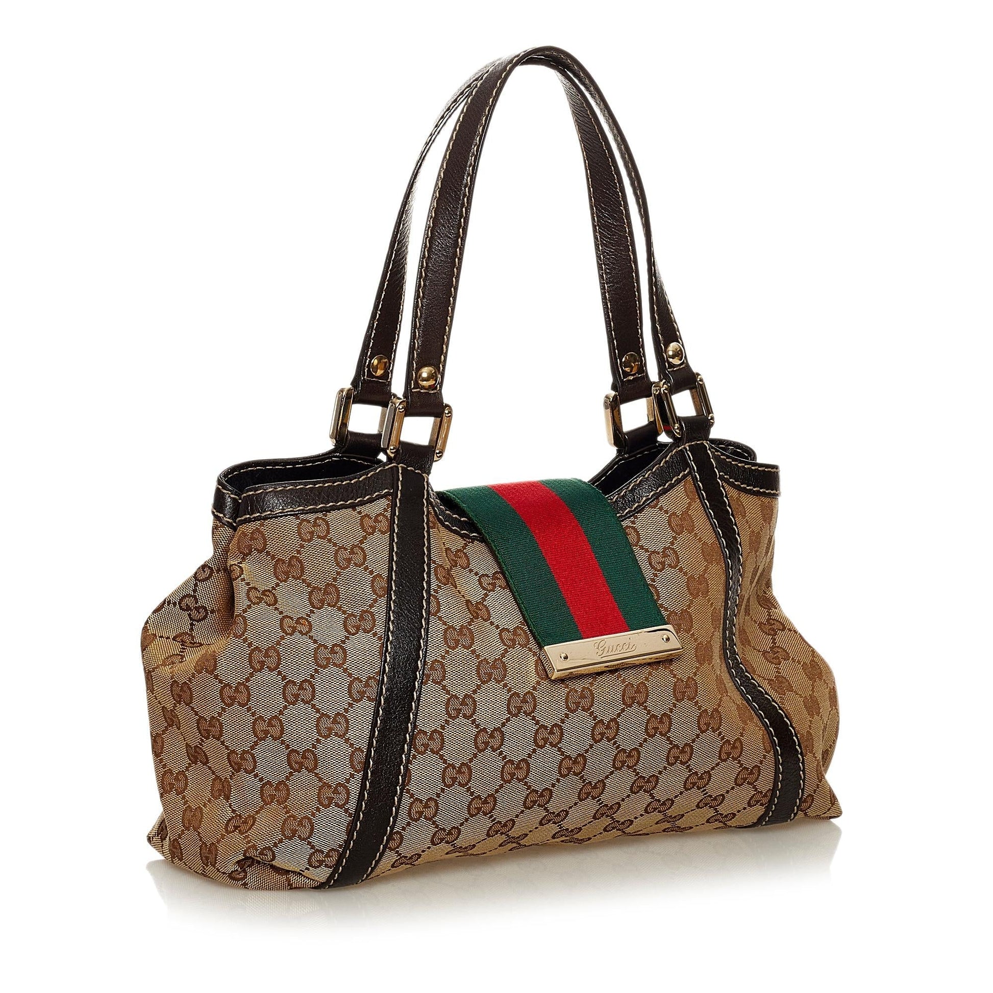 Gucci GG New Ladies Web SHG Canvas Brown Tote Bag