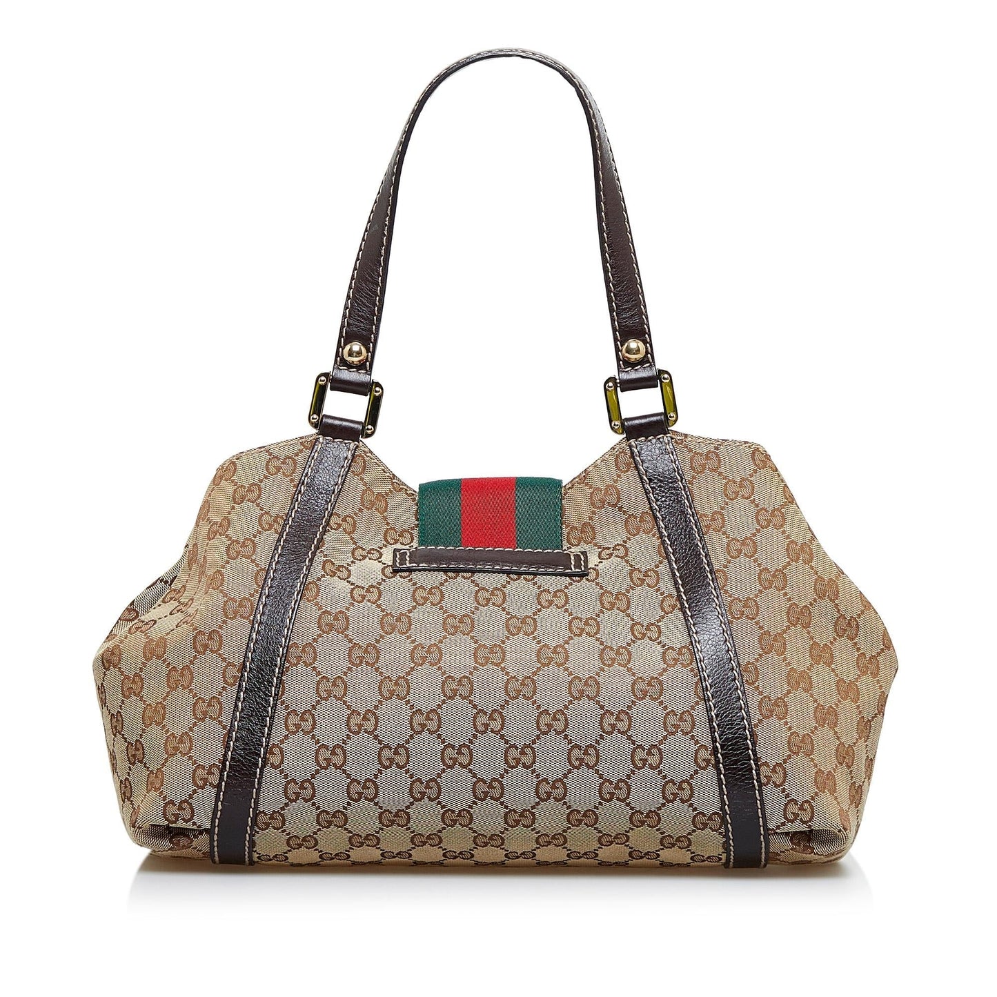 Gucci GG New Ladies Web SHG-nXYCc6 Canvas Calf Brown Tote Bag