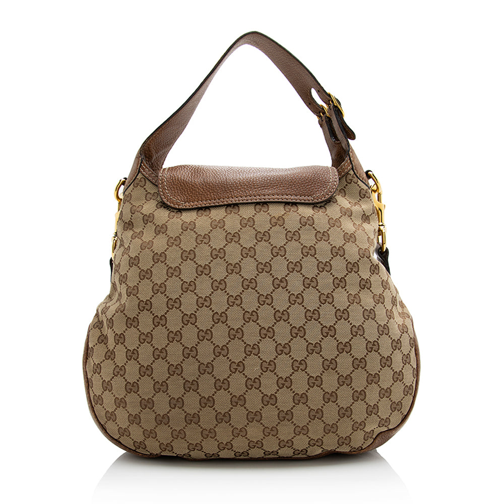 Gucci GG New Pelham SHF Leather Canvas Brown Beige Shoulder Bag