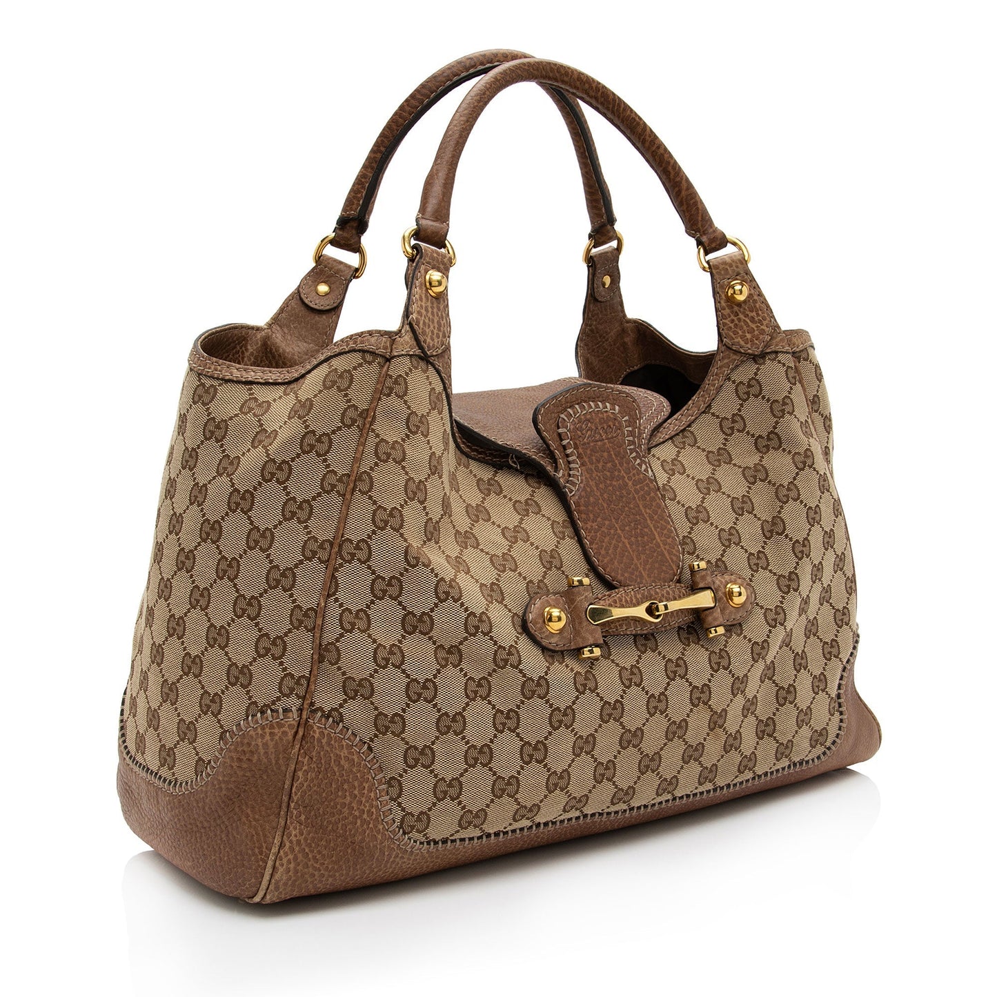 Gucci GG New Pelham SHF-SSf5gP Leather Canvas Brown Beige Tote Bag