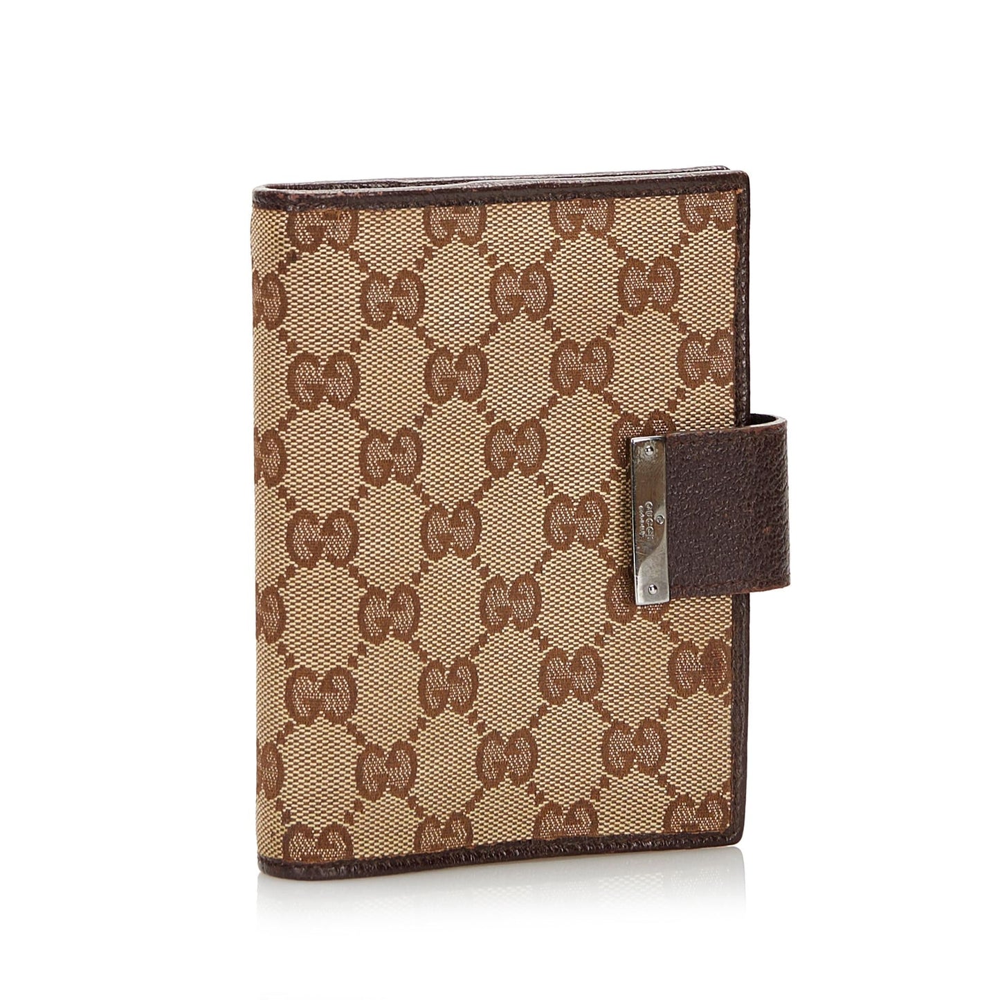 Gucci GG Notebook Cover SHG Leather Canvas Brown Small Handbag