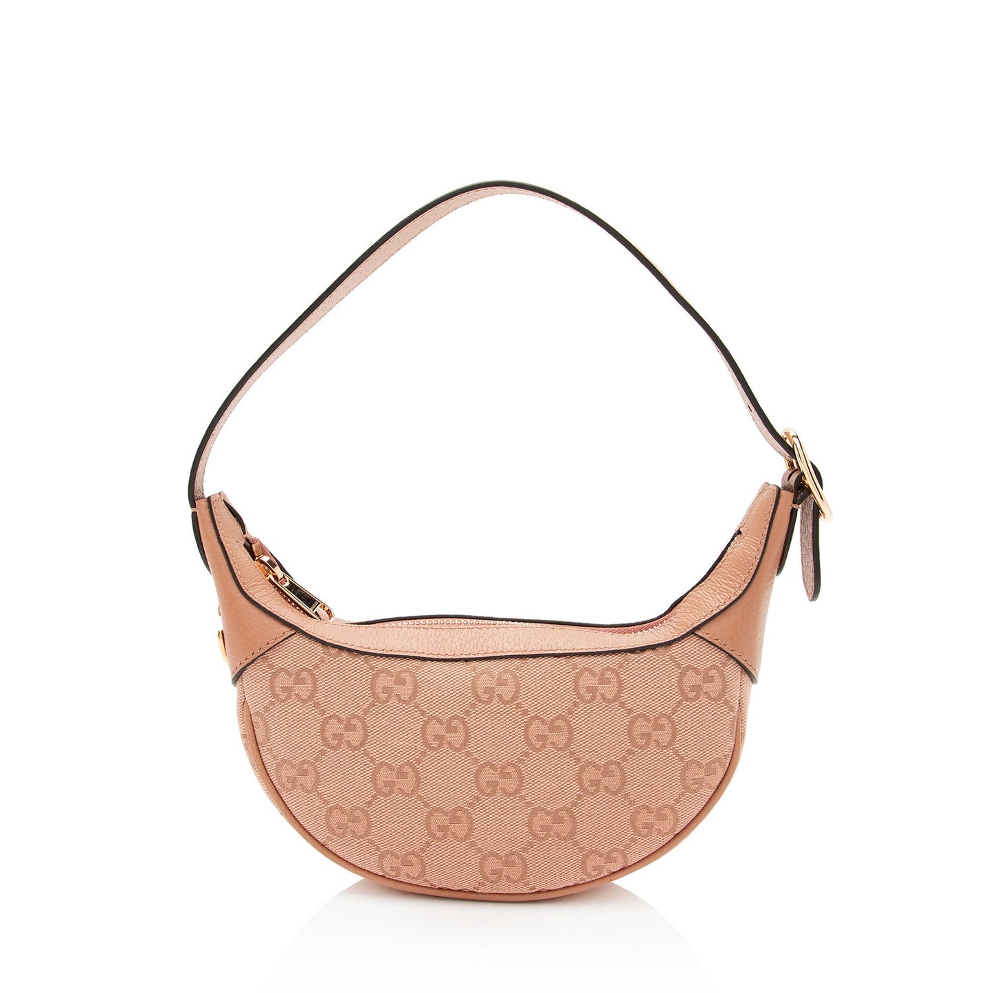 Gucci GG Ophidia Half Moon SHF-1rDKVw Leather Canvas Pink Mini Shoulder Bag