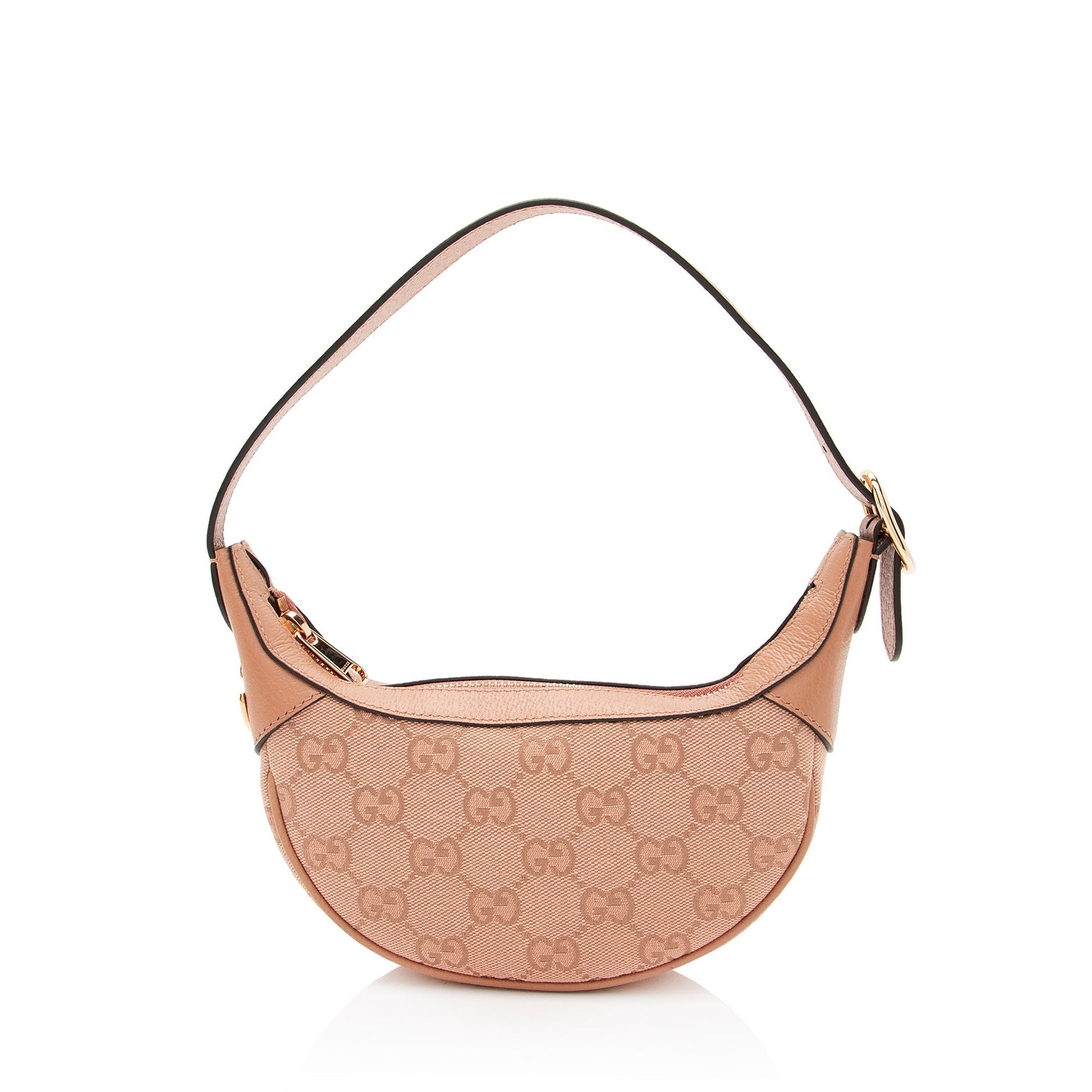 Gucci GG Ophidia Half Moon SHF-1rDKVw Leather Canvas Pink Mini Shoulder Bag