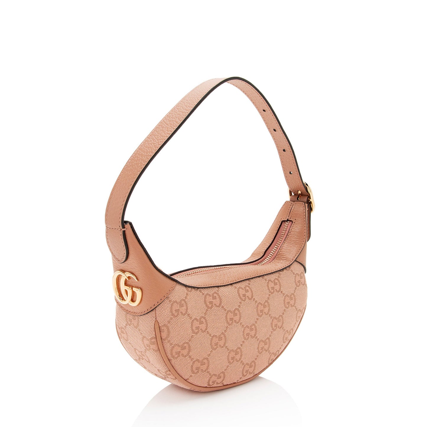 Gucci GG Ophidia Half Moon SHF-1rDKVw Leather Canvas Pink Mini Shoulder Bag
