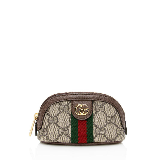 Gucci GG Ophidia Key Pouch SHF Leather Canvas Nylon Beige Accessory