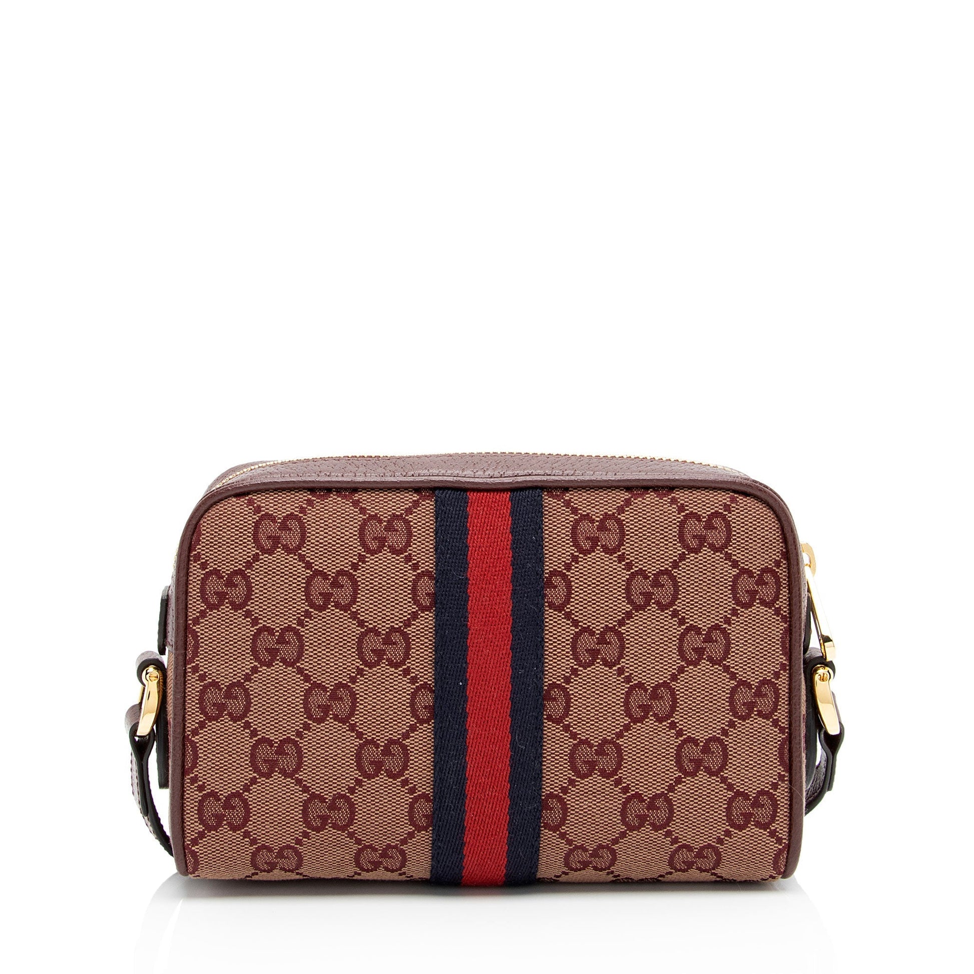 Gucci GG Ophidia SHF-xkp3mR Leather Canvas Nylon Red Crossbody Bag
