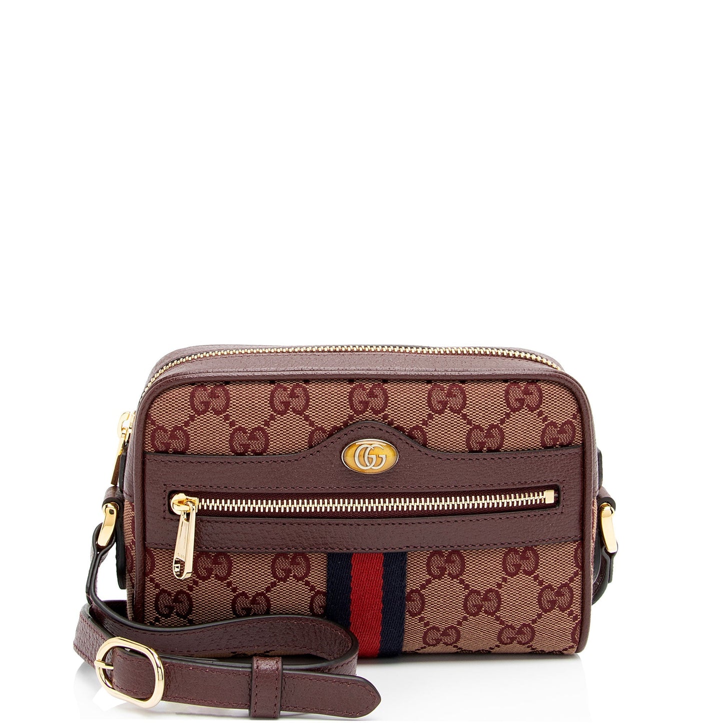 Gucci GG Ophidia SHF-xkp3mR Leather Canvas Nylon Red Crossbody Bag