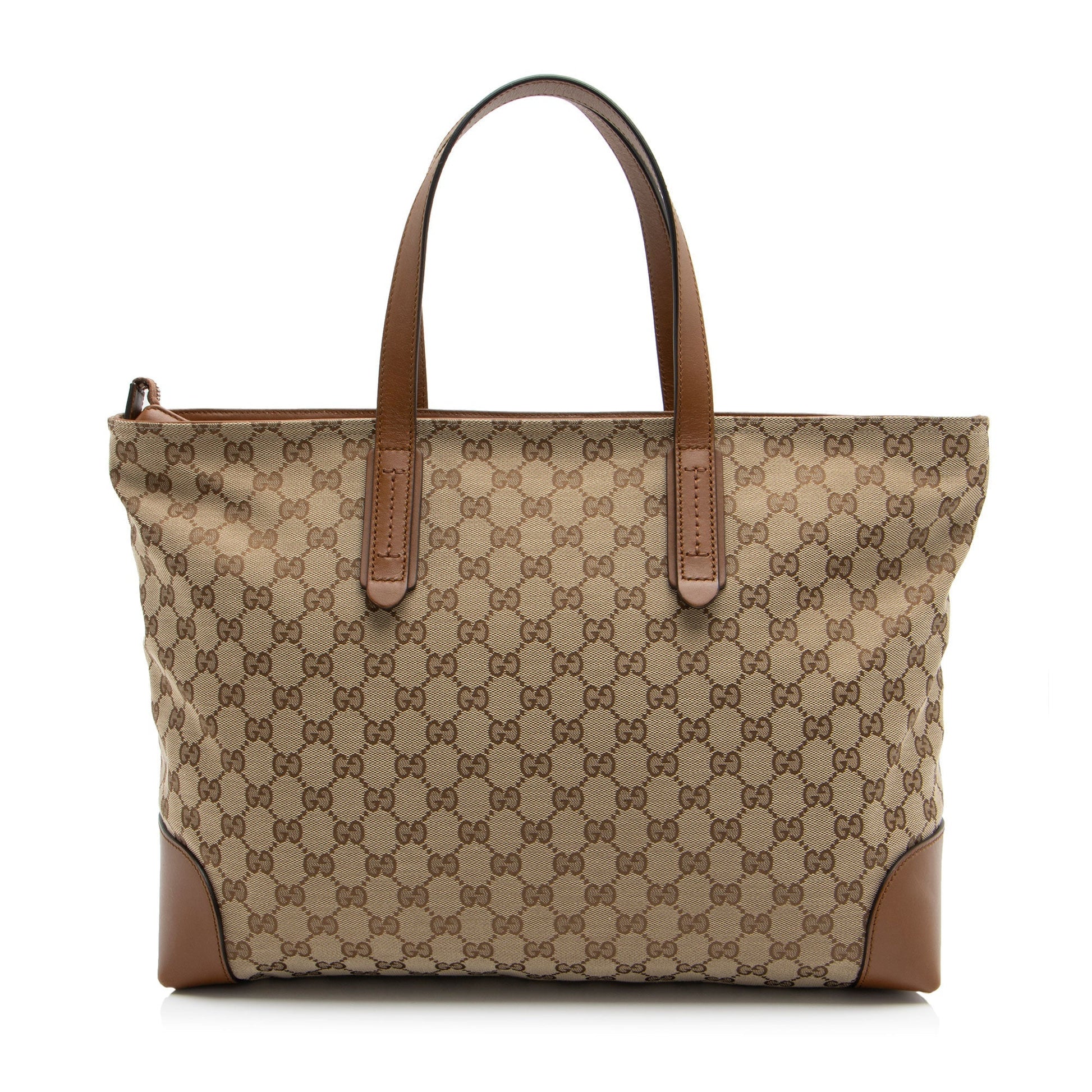 Gucci GG Original SHF-ksBIKd Leather Canvas Brown Large Tote Bag