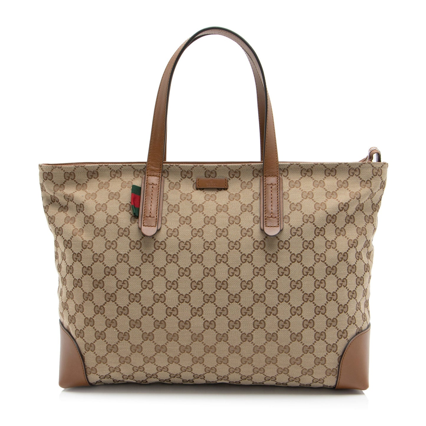 Gucci GG Original SHF-ksBIKd Leather Canvas Brown Large Tote Bag