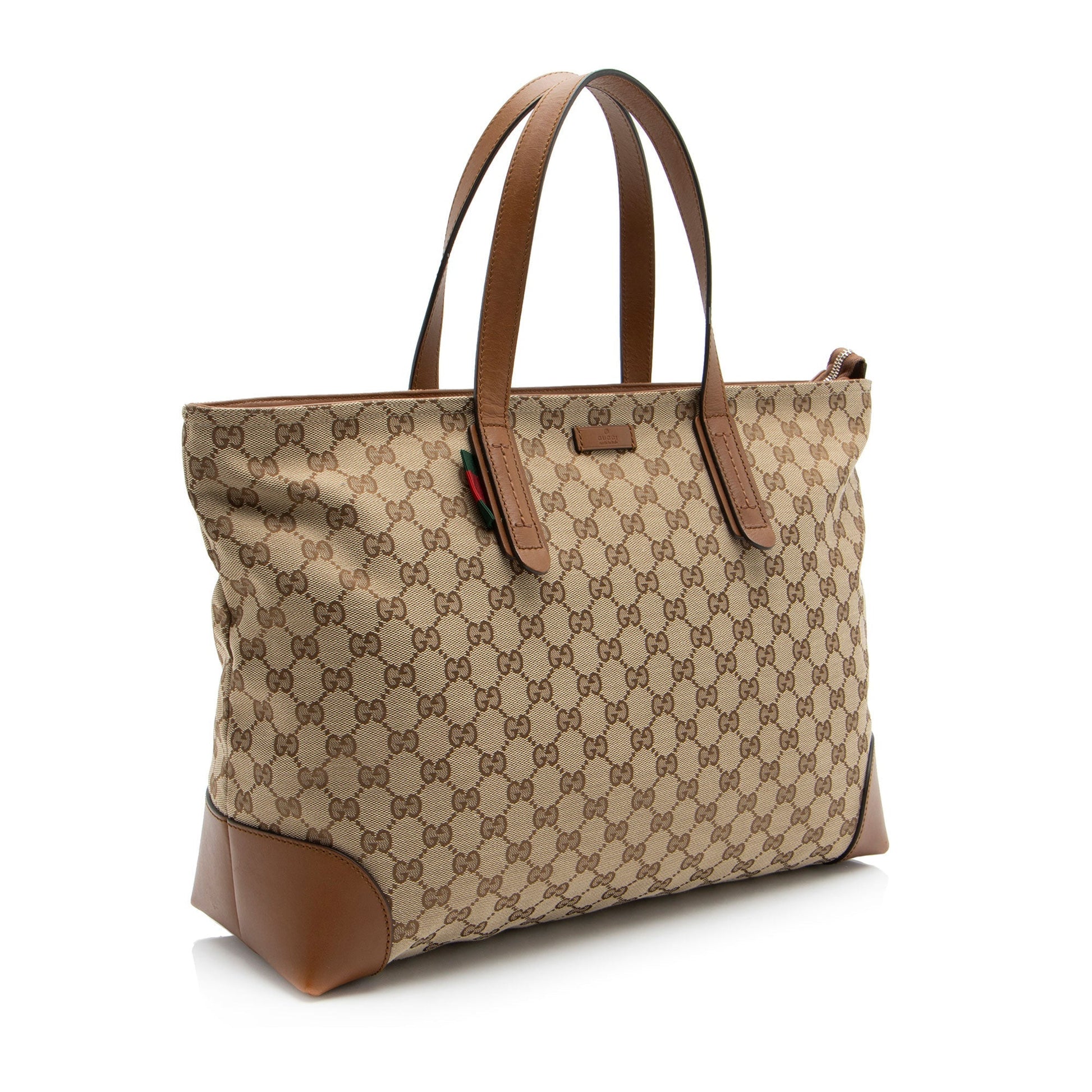 Gucci GG Original SHF-ksBIKd Leather Canvas Brown Large Tote Bag