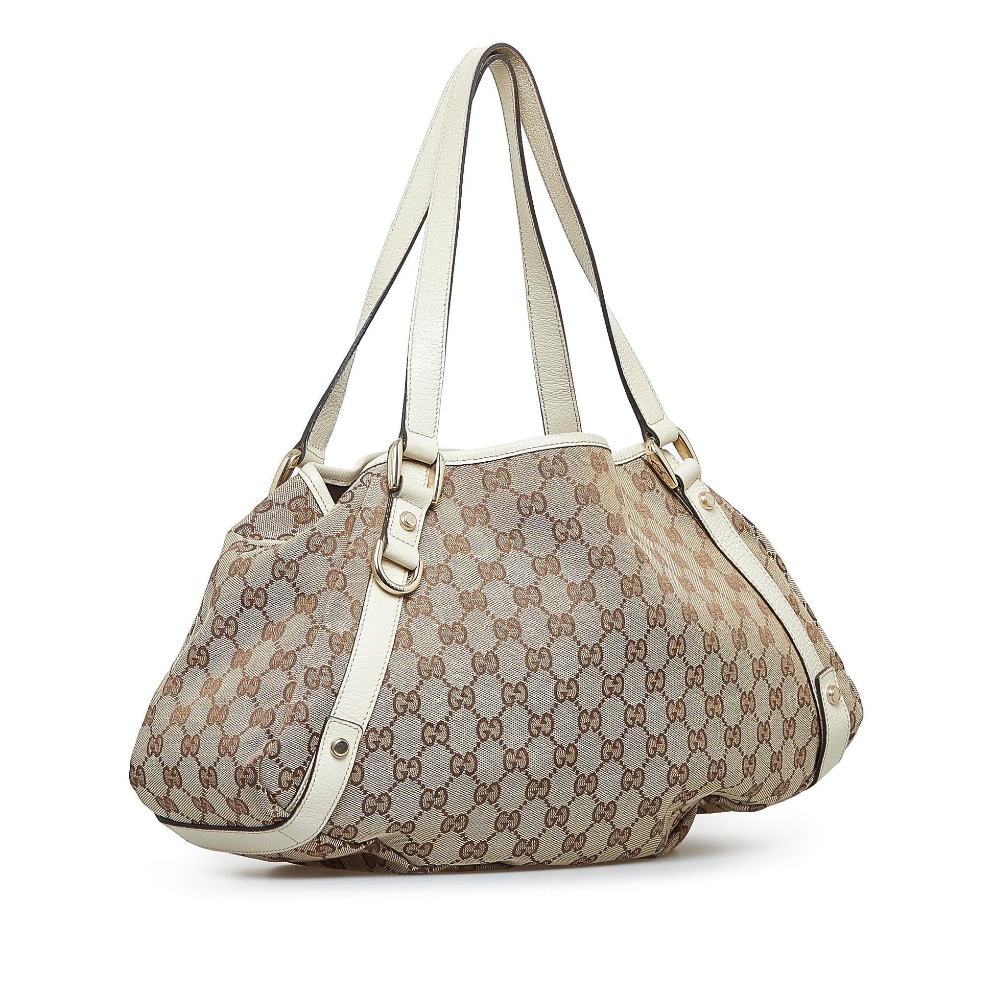 Gucci GG Pelham SHG-Cm5oMZ Canvas Calf White Brown Shoulder Bag