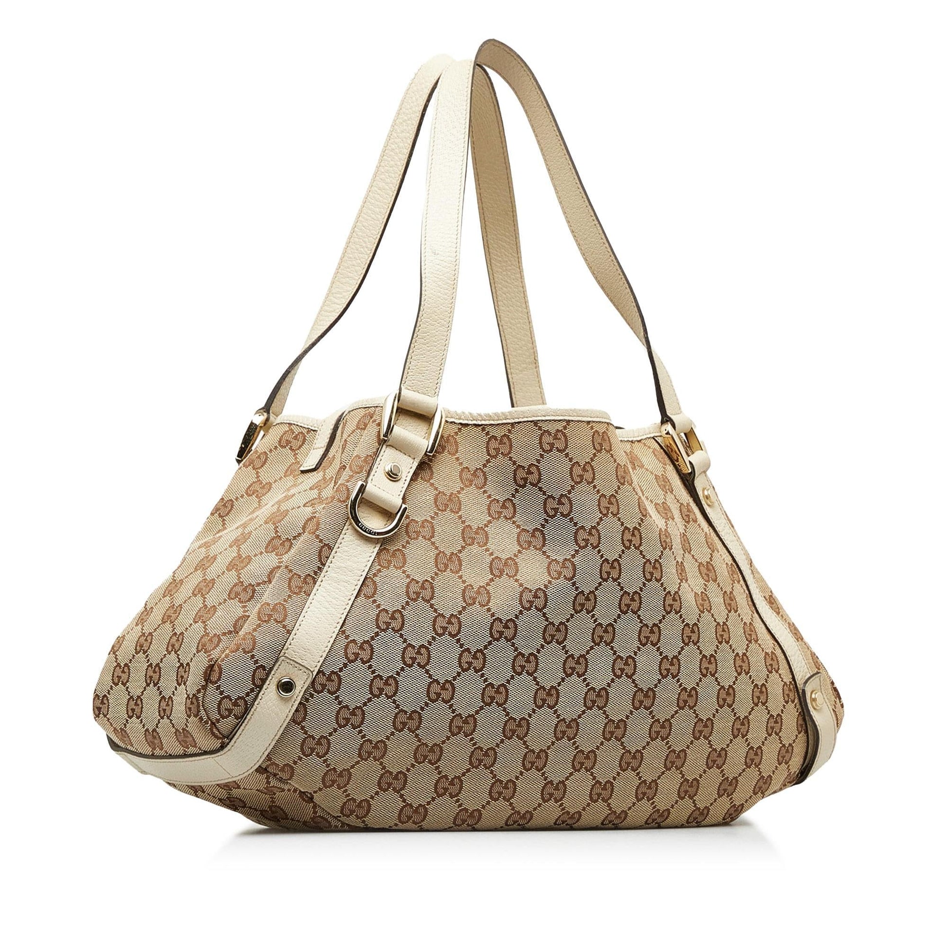 Gucci GG Pelham SHG-JSlUEo Canvas Calf White Brown Shoulder Bag