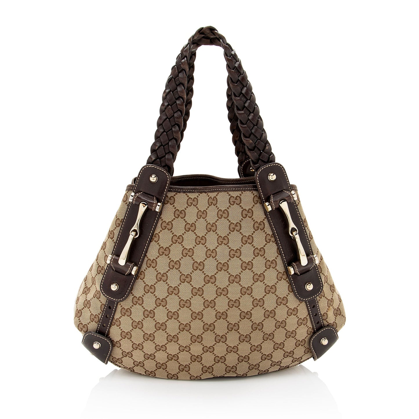 Gucci GG Pelham SHF-HW7KzX Leather Canvas Brown Beige Shoulder Bag