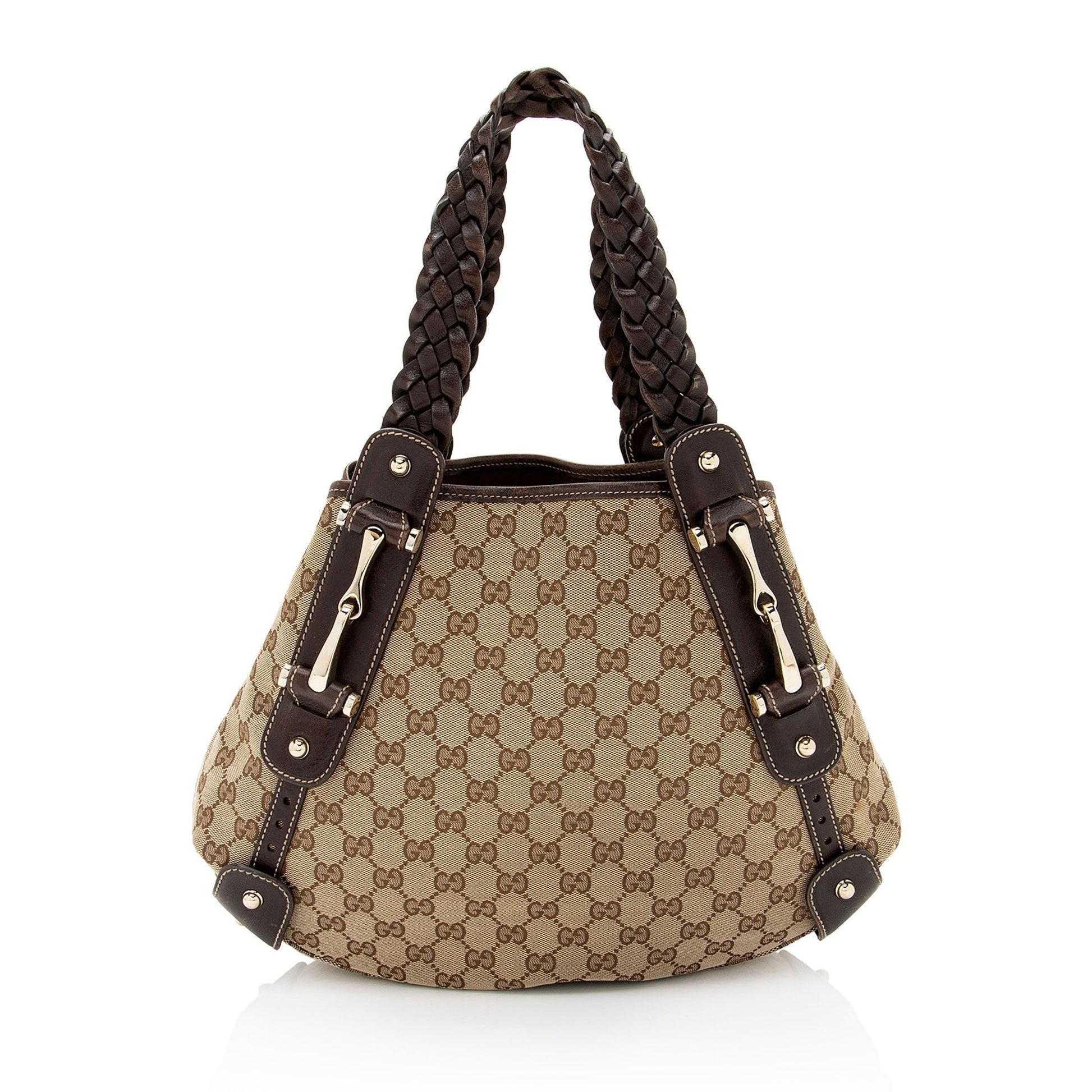 Gucci GG Pelham SHF-HW7KzX Leather Canvas Brown Beige Shoulder Bag