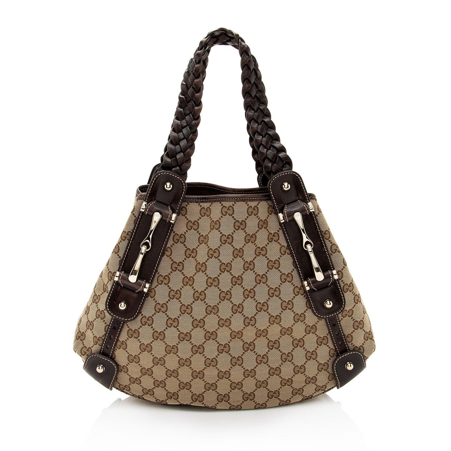 Gucci GG Pelham SHF-HW7KzX Leather Canvas Brown Beige Shoulder Bag