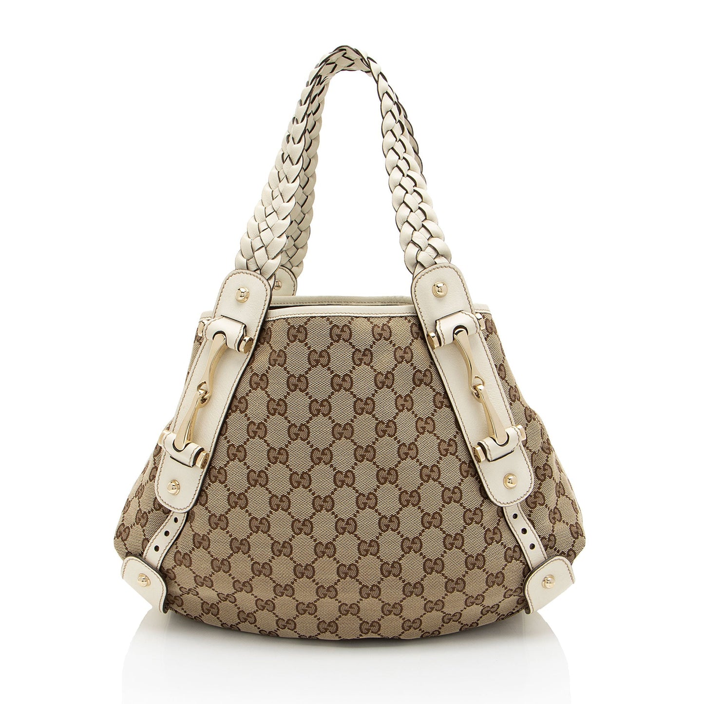 Gucci GG Pelham SHF-ekffiS Leather Canvas White Beige Shoulder Bag