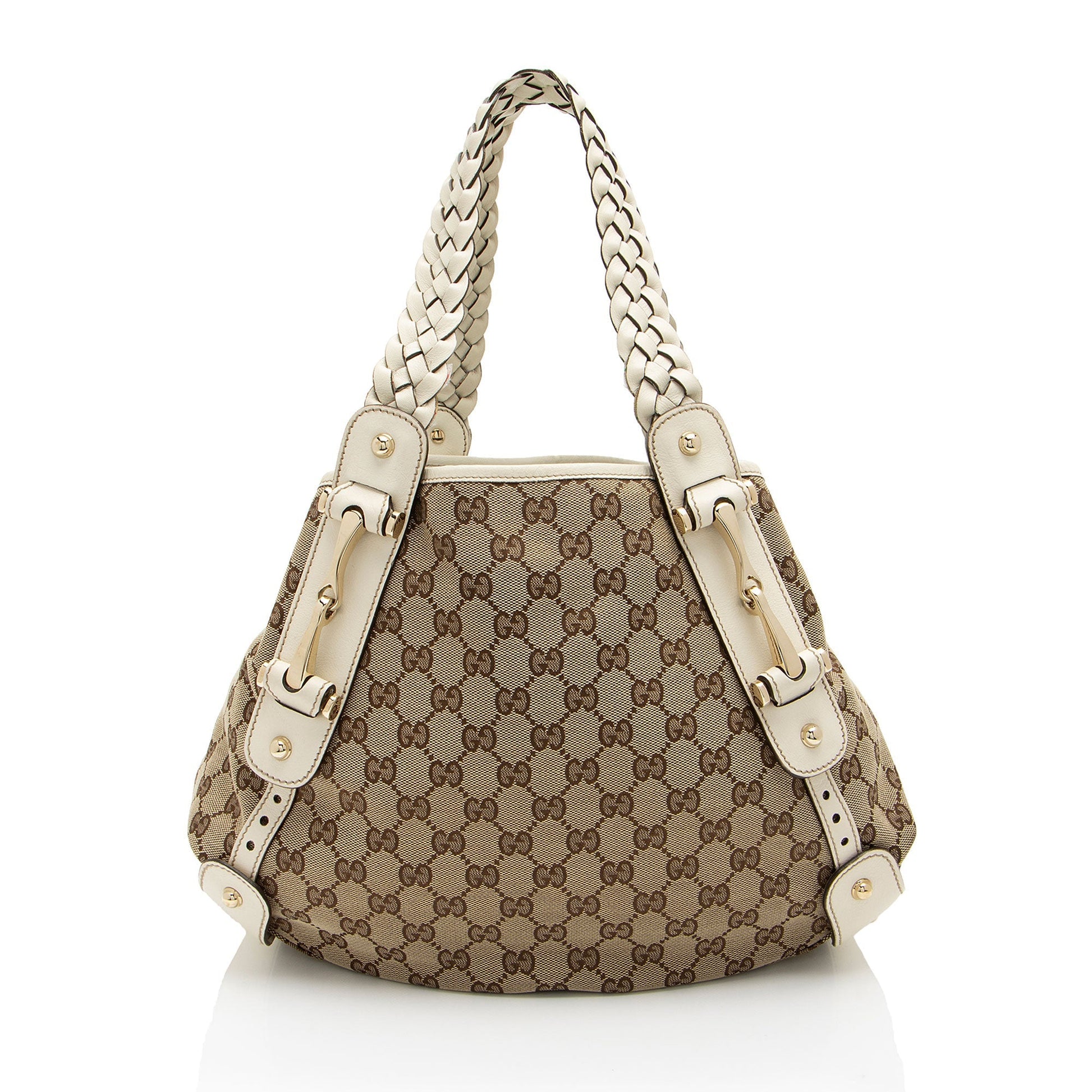 Gucci GG Pelham SHF-ekffiS Leather Canvas White Beige Shoulder Bag