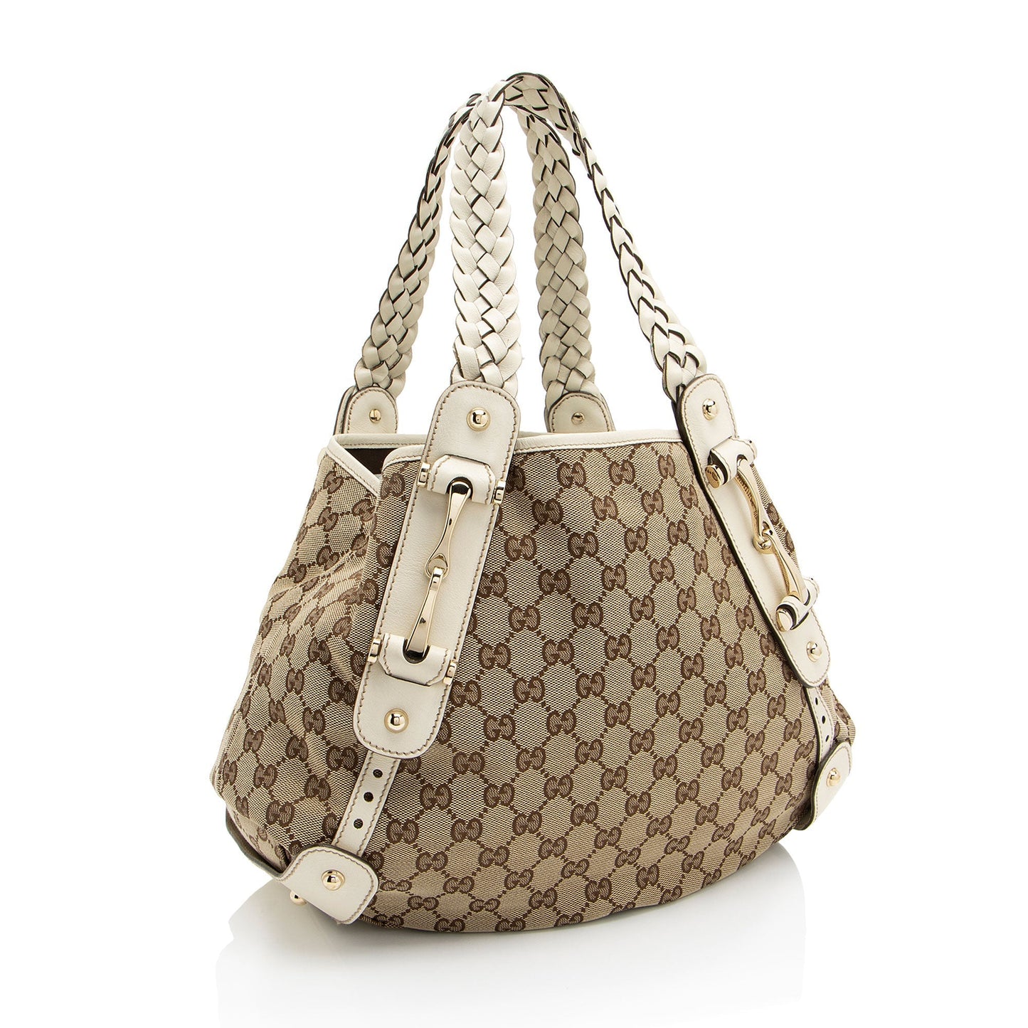 Gucci GG Pelham SHF-ekffiS Leather Canvas White Beige Shoulder Bag