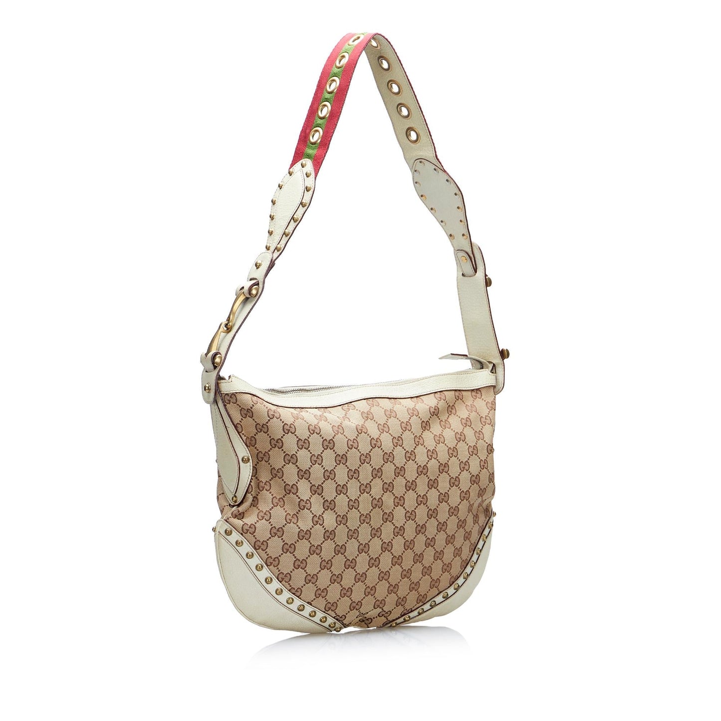 Gucci GG Pelham Studded SHG-vlHJxE Canvas Brown Shoulder Bag
