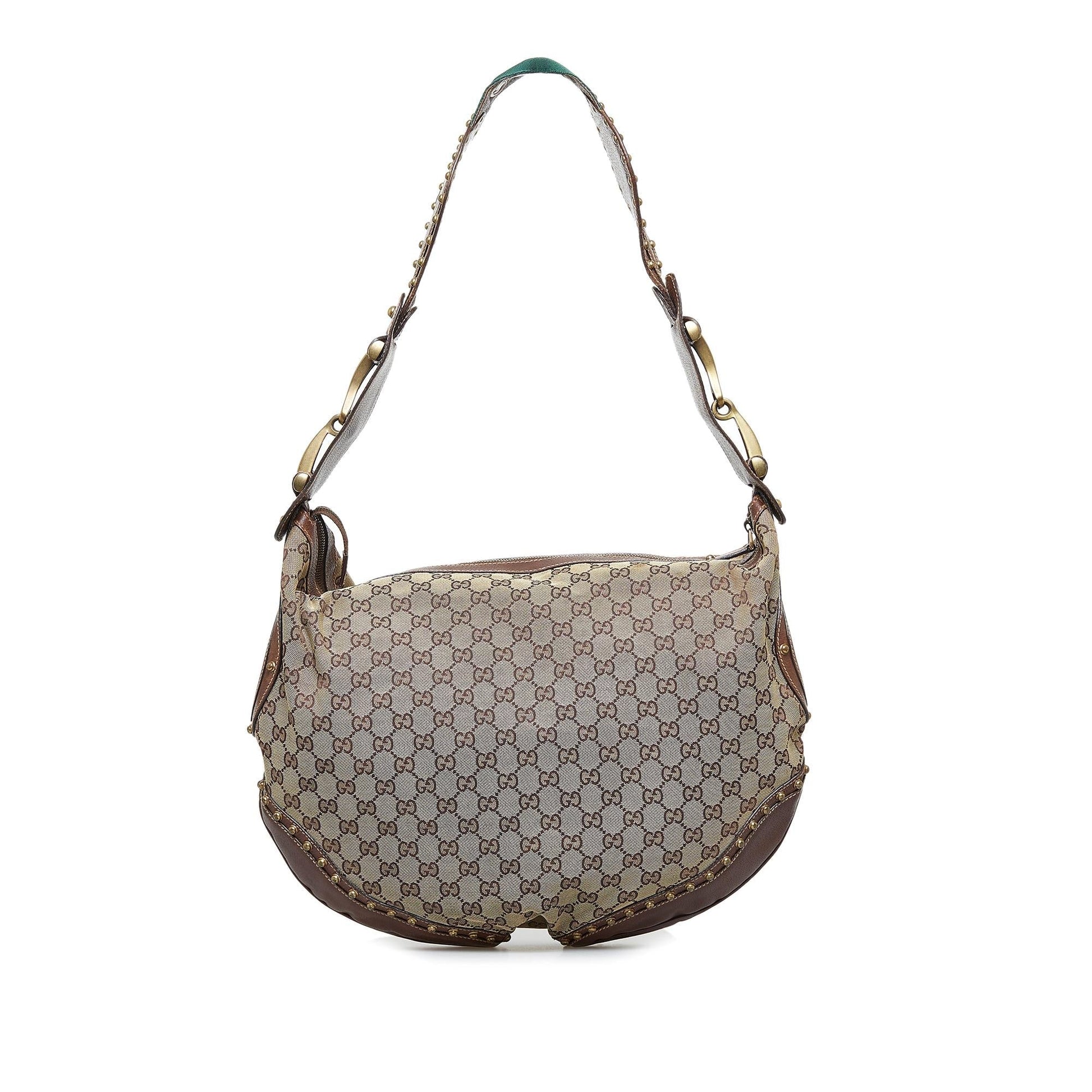 Gucci GG Pelham Studded SHG-w72l4p Canvas Brown Shoulder Bag